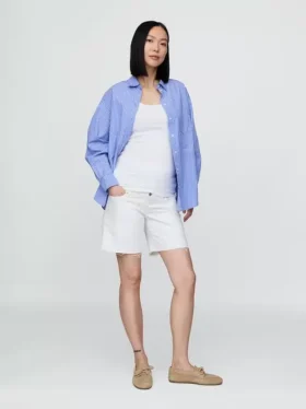 Shorts de maternité en denim à panneau intégral, 7"