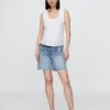 Shorts de maternité en denim à panneau intégral, 7"