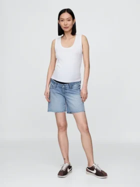 Shorts de maternité en denim à panneau intégral, 7"
