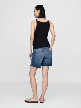 Shorts de maternité en denim à panneau intégral, 7″