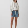 Shorts de maternité faciles à enfiler en denim ultra-doux à panneau intégral