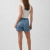 Shorts de maternité faciles à enfiler en denim ultra-doux à panneau intégral