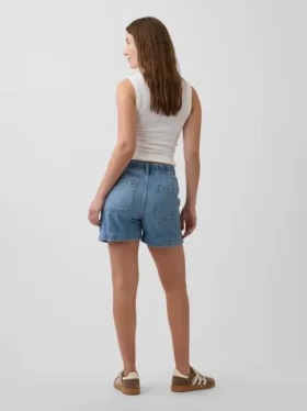 Shorts de maternité faciles à enfiler en denim ultra-doux à panneau intégral