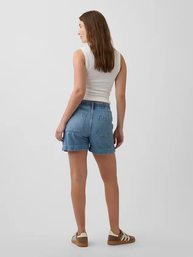 Shorts de maternité faciles à enfiler en denim ultra-doux à panneau intégral