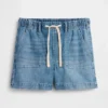 Shorts de maternité faciles à enfiler en denim ultra-doux à panneau intégral
