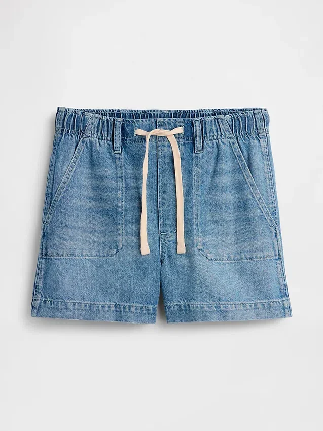Shorts de maternité faciles à enfiler en denim ultra-doux à panneau intégral