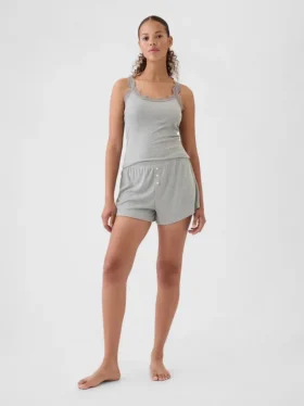 Shorts de pyjama ample à mini-côtes
