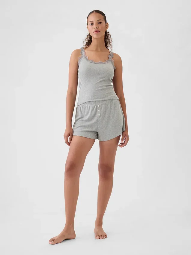 Shorts de pyjama ample à mini-côtes
