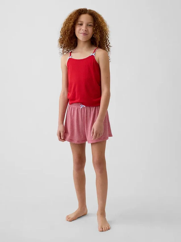 Shorts de pyjama à côtes recyclé pour enfants
