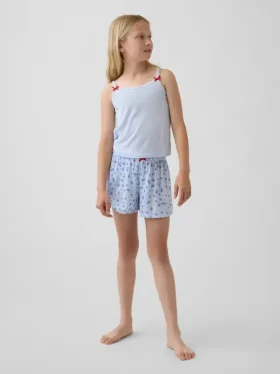 Shorts de pyjama à côtes recyclé pour enfants
