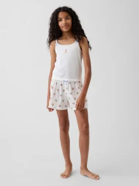 Shorts de pyjama à côtes recyclé pour enfants