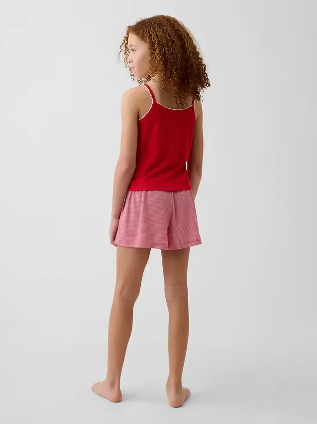 Shorts de pyjama à côtes recyclé pour enfants