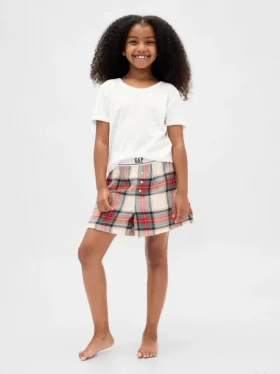 Shorts de pyjama en flanelle recyclée pour enfants