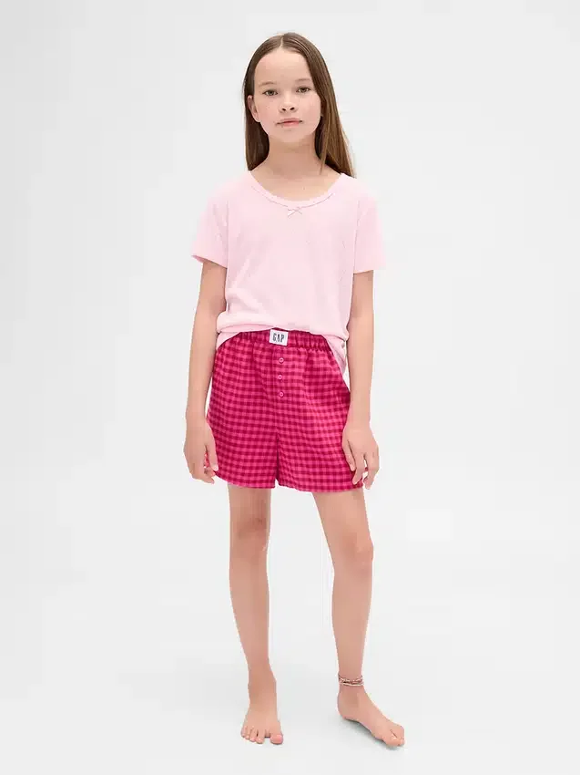Shorts de pyjama en flanelle recyclée pour enfants