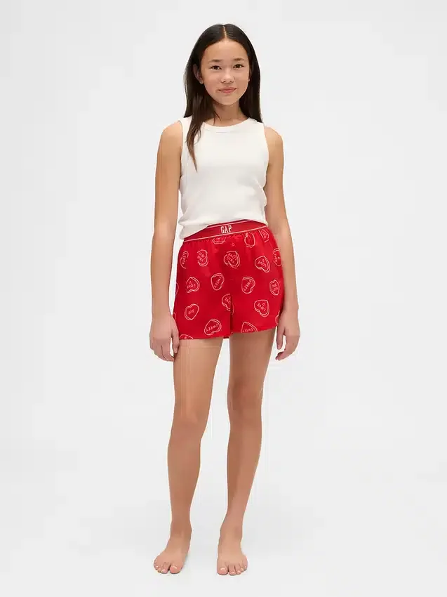 Shorts de pyjama en flanelle recyclée pour enfants