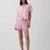 Shorts de pyjama en gaze froissée