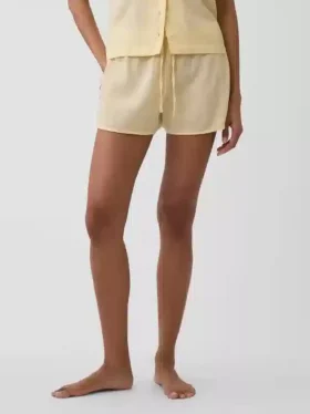 Shorts de pyjama en gaze froissée