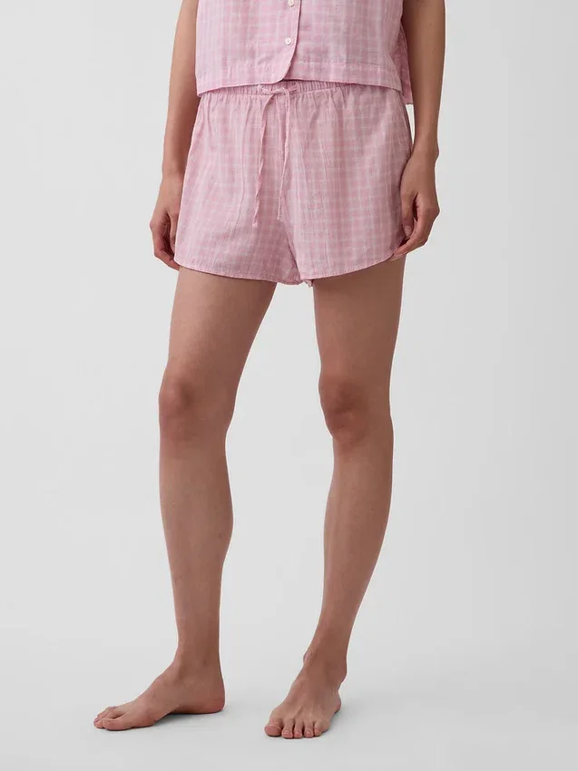 Shorts de pyjama en gaze froissée