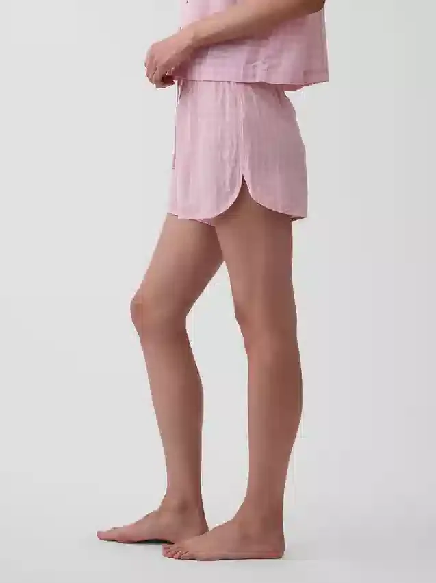 Shorts de pyjama en gaze froissée