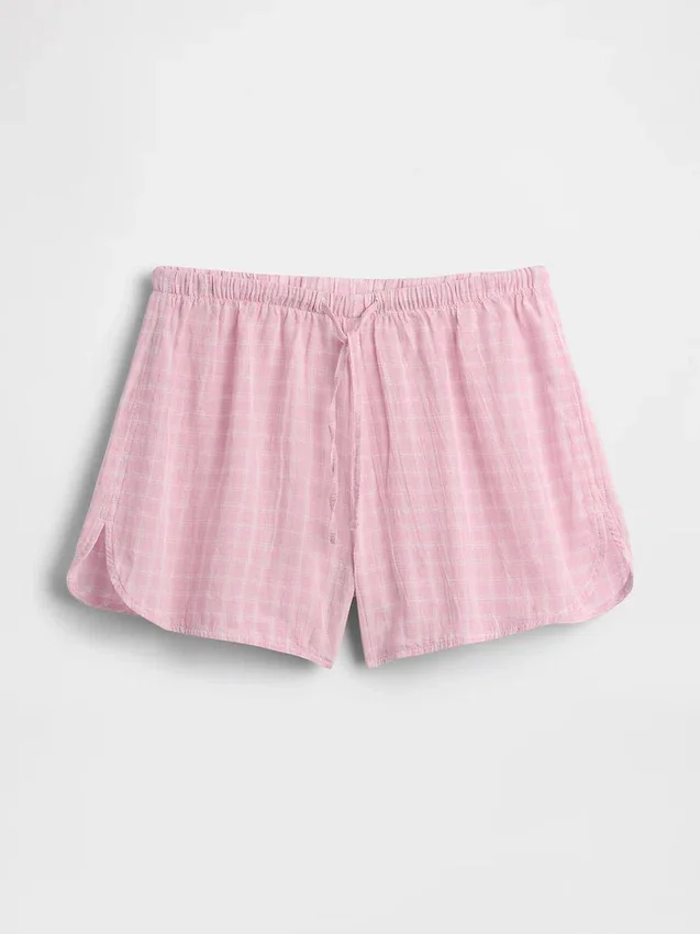 Shorts de pyjama en gaze froissée