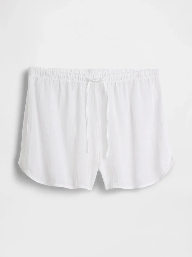 Shorts de pyjama en gaze froissée