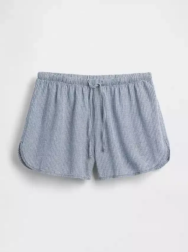Shorts de pyjama en gaze froissée