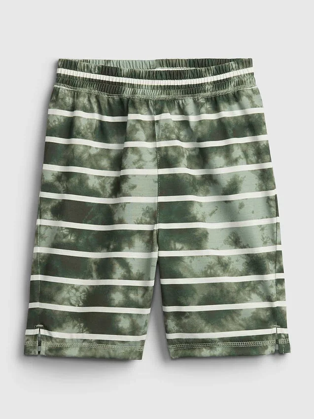 Shorts de pyjama pour enfant à rayures tie-dye en tissu recyclé