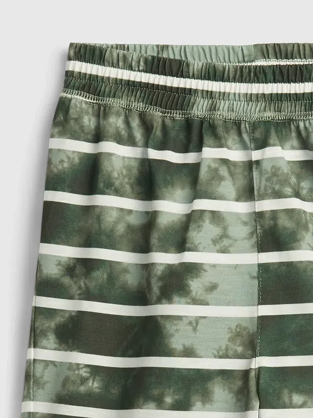 Shorts de pyjama pour enfant à rayures tie-dye en tissu recyclé