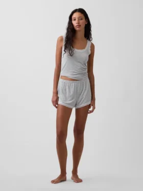 Shorts de pyjama ultra-doux en modal avec bordure en dentelle