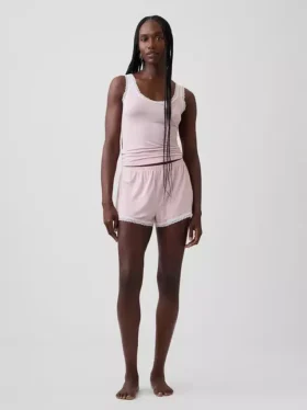 Shorts de pyjama ultra-doux en modal avec bordure en dentelle
