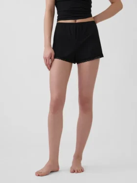 Shorts de pyjama ultra-doux en modal avec bordure en dentelle