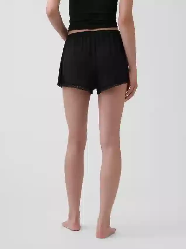 Shorts de pyjama ultra-doux en modal avec bordure en dentelle