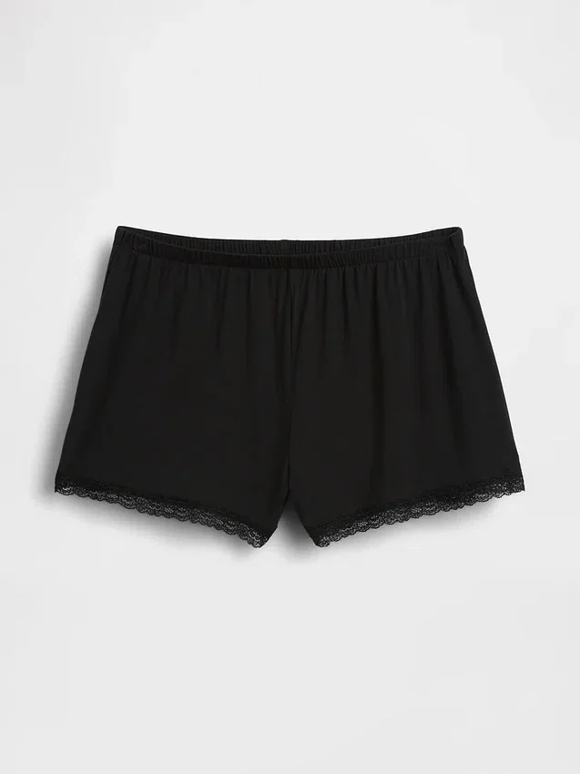 Shorts de pyjama ultra-doux en modal avec bordure en dentelle