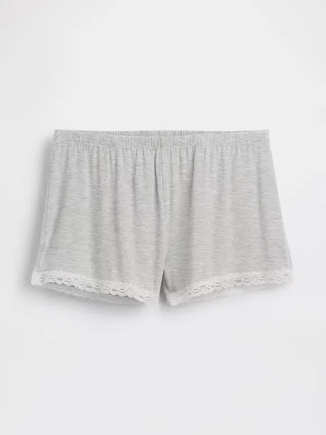 Shorts de pyjama ultra-doux en modal avec bordure en dentelle
