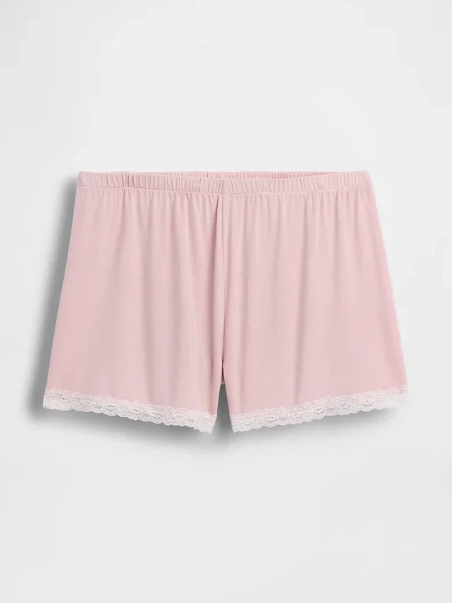 Shorts de pyjama ultra-doux en modal avec bordure en dentelle