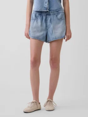 Shorts Easy Dolphin en denim ultra-doux à taille mi-haute