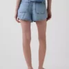 Shorts Easy Dolphin en denim ultra-doux à taille mi-haute