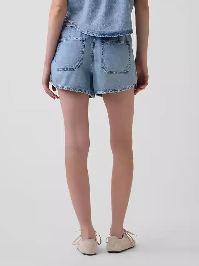Shorts Easy Dolphin en denim ultra-doux à taille mi-haute