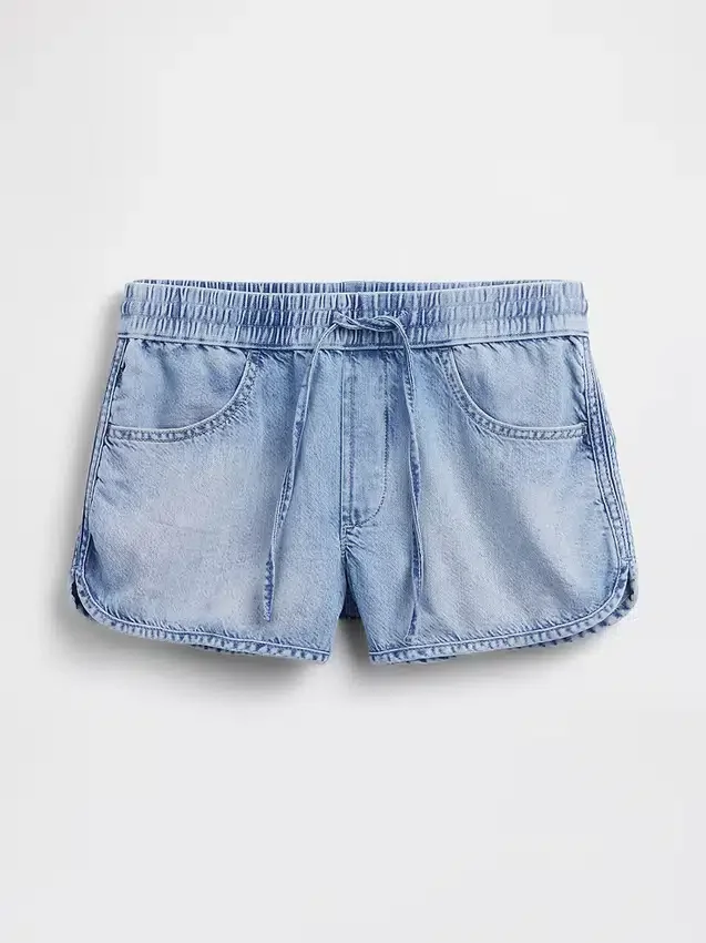 Shorts Easy Dolphin en denim ultra-doux à taille mi-haute