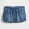 Shorts Easy Dolphin en denim ultra-doux à taille mi-haute