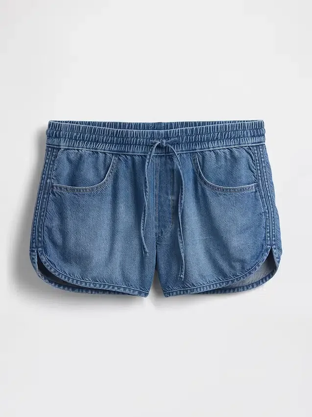 Shorts Easy Dolphin en denim ultra-doux à taille mi-haute