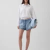 Shorts Easy Dolphin en denim ultra-doux à taille mi-haute