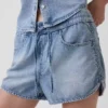 Shorts Easy Dolphin en denim ultra-doux à taille mi-haute