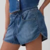Shorts Easy Dolphin en denim ultra-doux à taille mi-haute