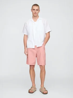 Shorts « Easy » en lin et coton, 9"