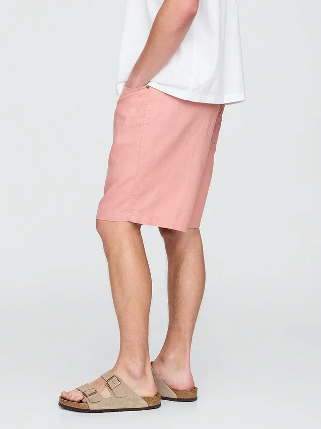 Shorts « Easy » en lin et coton, 9"