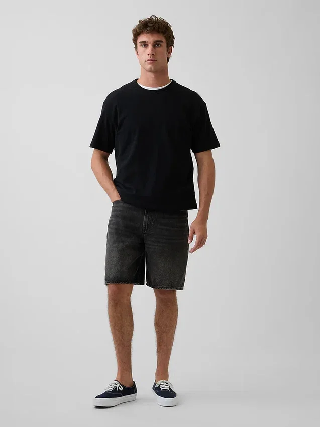 Shorts en denim ample de 10,5"