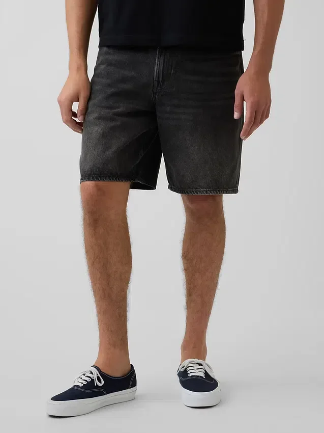 Shorts en denim ample de 10,5"