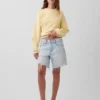 Shorts en denim ample à taille mi-haute