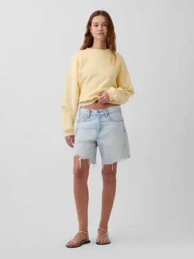 Shorts en denim ample à taille mi-haute